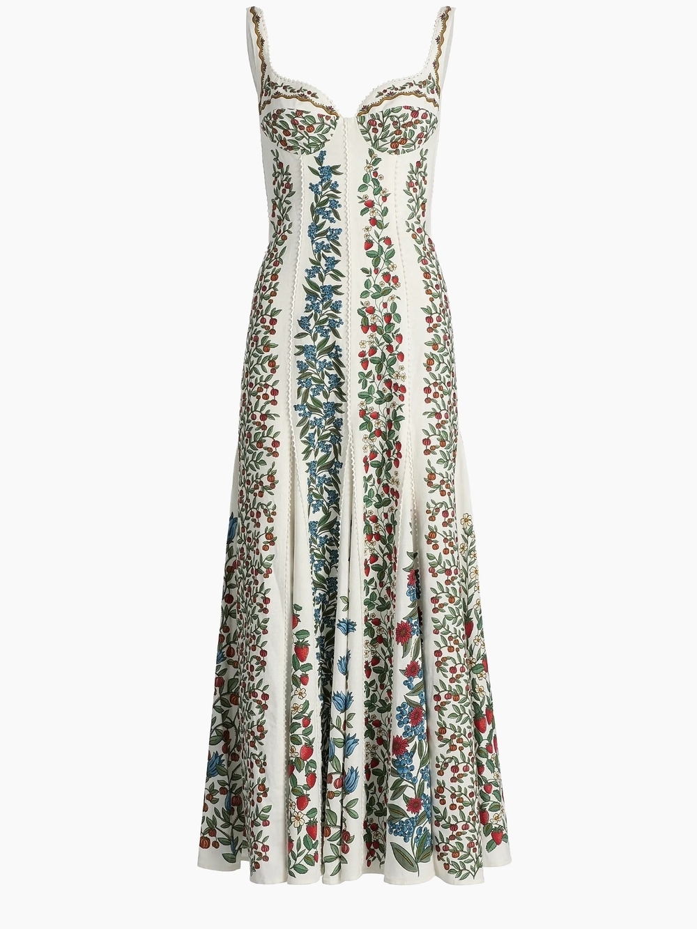 🆕️ Farm Rio Fruit Beauty Cream Floral-Panel Maxi Dress M